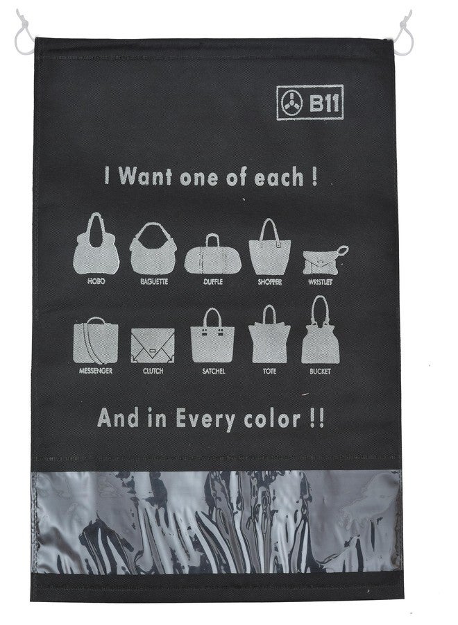 B11 Women Handbag Covers Storage Bag dust Cover Large Size (Set of 6 Pcs) 18X22 Inch, Black bags with Plastic Clear Window - Image 3