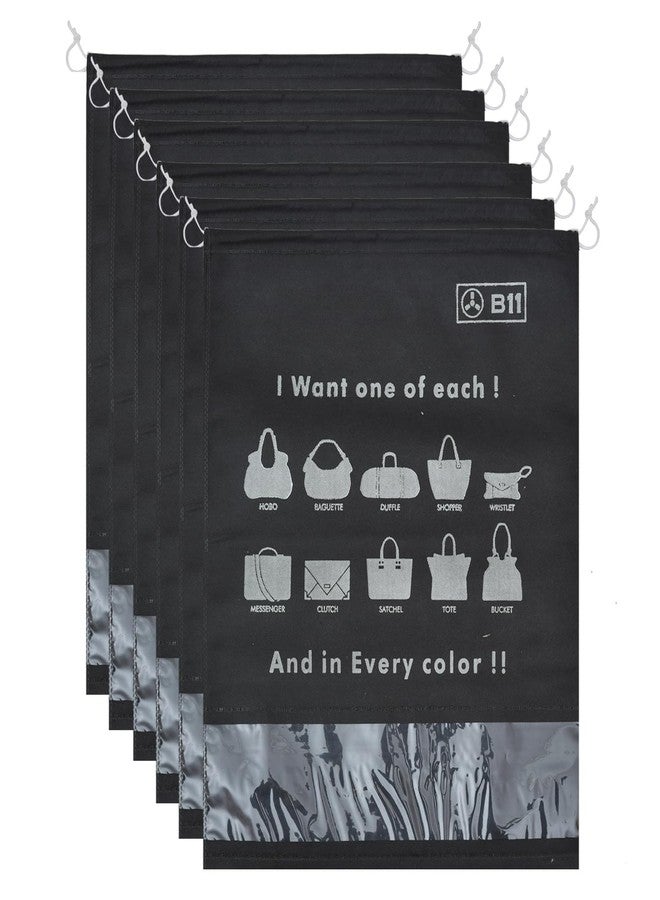 B11 Women Handbag Covers Storage Bag dust Cover Large Size (Set of 6 Pcs) 18X22 Inch, Black bags with Plastic Clear Window - Image 2