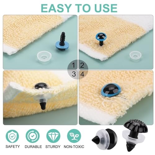 Junreox 820pcs Safety Eyes for Amigurumi- Premium Safety Eyes and Noses for Crochet Animals, Assorted Size Crochet Eyes with Washers for Dolls Plushies Toys, Safety Eyes for Stuffed Animals Teddy Bear - Image 4