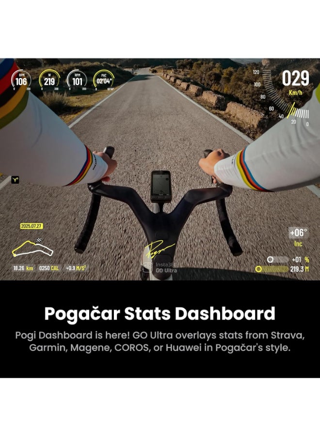 Insta360 GO Ultra Tadej Pogacar Edition Cycling Bundle | Compact 4K 60 FPS Action Camera + Mounts, Accessories & 128GB microSD, Capture Smooth POV Cycling, Adventure & Daily Life, Black - Image 4