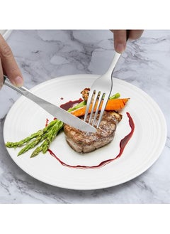 XiuWoo 30-Piece Knife Fork Spoon Full Set Silver  - Image 2