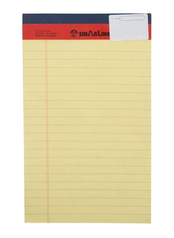 Paperline A5 Lined Writing Pad, Yellow, Pack of 24 Pieces