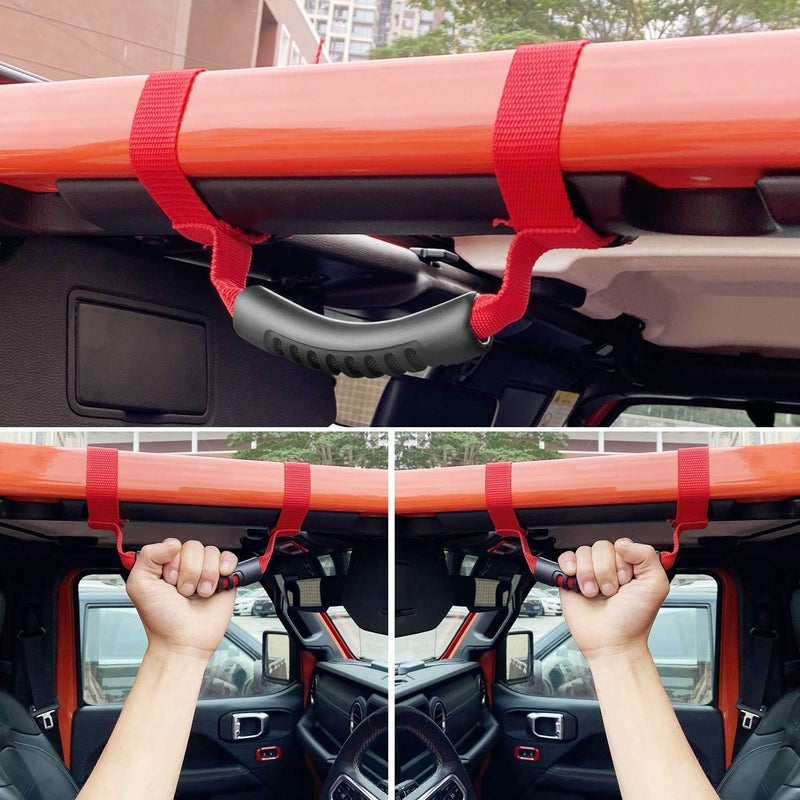 Bentolin 4 x Roll Bar Grab Handles Grip Handle Red Holder Compatible with Jeep Wrangler Accessories 1987-2021 YJ TJ LJ JK JL Sports Sahara Freedom Rubicon X & Unlimited - Image 4