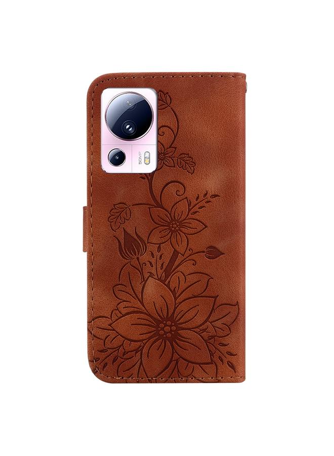 erorex Case For Xiaomi 13 Lite / Civi 2 Lily Embossed Leather Phone Case  - Image 3