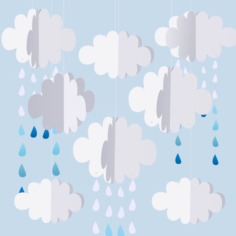 Eersida 20 Pcs 3D Cloud Hanging Decorations Paper Artificial Clouds and Raindrop Props Ceiling Shower April Party Decor Ornaments for DIY Wedding Room - Image 1