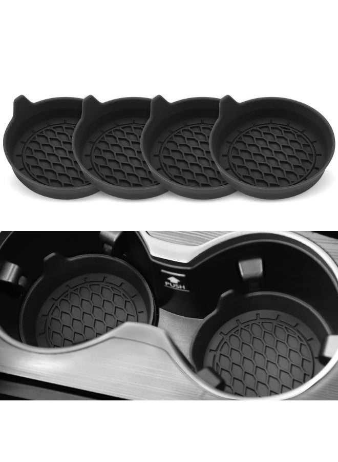 Car Coasters [4 Pack] Car Cup Holder Coaster, Silicone Cup Holder Insert, Universal Non-Slip Cup Holders, Spill Holder Car interior Car Accessories Interior for Women and Man 【Black】 - Image 1