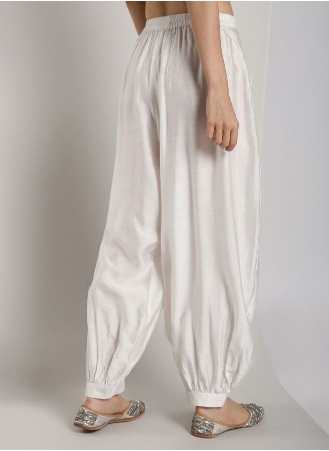 Abhishti - White Banarasi Pathani Salwar - Image 1