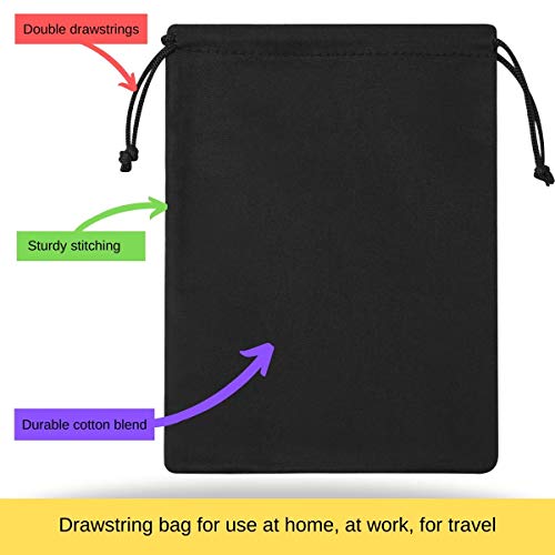 DR Black Cotton Drawstring Bags with Double String, For Pantry Gifts Kitchen Wardrobe (6 x 8 inch - 12 pack) - Image 3