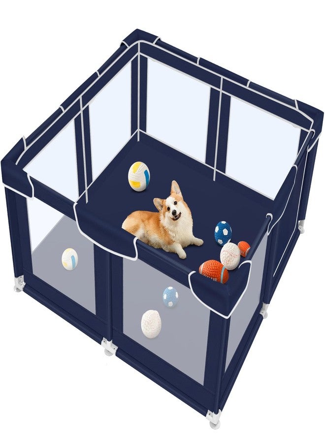 Zikopomi Dog Playpen 50 × 50 inch, Puppy Playpen with Bottom, 32 Inch Height Pet Playpen - Image 1