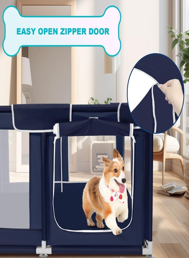 Zikopomi Dog Playpen 50 × 50 inch, Puppy Playpen with Bottom, 32 Inch Height Pet Playpen - Image 2
