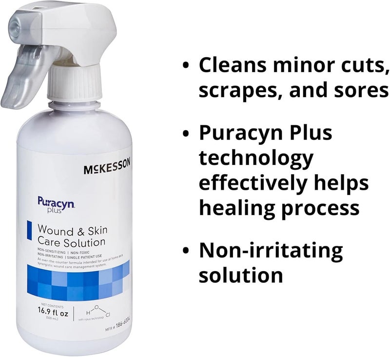 McKesson Puracyn Plus Wound Care Cleanser Spray 169 oz 1 Count First Aid Wash Solution for Minor Injuries Cuts Burns Scrapes Sores AlcoholFree - Image 4