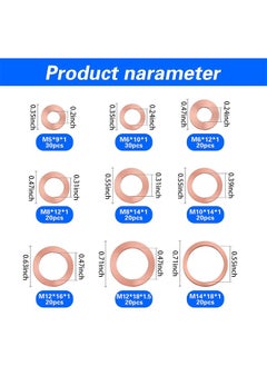 MVAQKLM  Pack-200 Car Gasket Assortment Set, Durable Metal Muti-Sized Vehicle Sealing Washers Replacements, Universal M5 M6 M8 M10 M12 M14 Waterproof Automotive Sump Plugs Accessories (Gold)  - Image 2