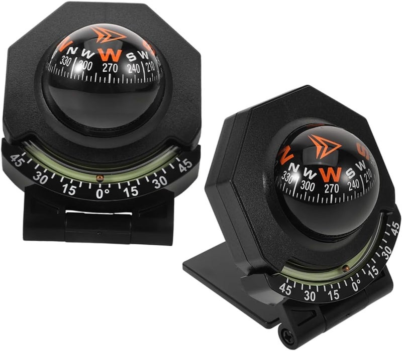 2pcs Car Dashboard Compass with Inclinometer High Precision Compass for Vehicles and Boats Easy to Install Directional Guidance Tool - Image 1