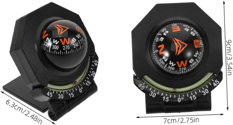 2pcs Car Dashboard Compass with Inclinometer High Precision Compass for Vehicles and Boats Easy to Install Directional Guidance Tool - Image 2
