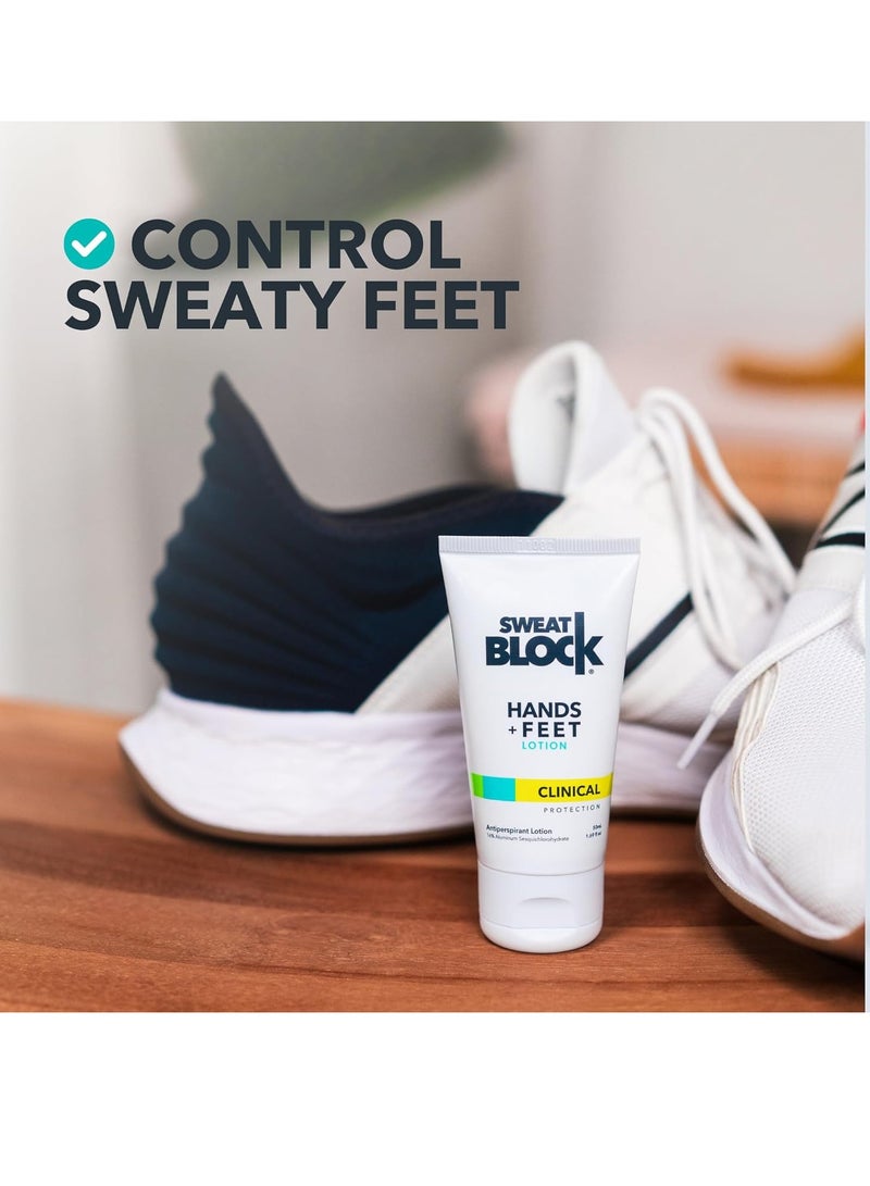Sweatblock SweatBlock Antiperspirant Lotion for Hands & Feet - CLINICAL STRENGTH for Men & Women - Hyperhidrosis Aid to Stop Excessive Sweating - Reduces Foot Odor - Moisturizing w/ Aloe - Travel Size 1.69 fl oz  - Image 4