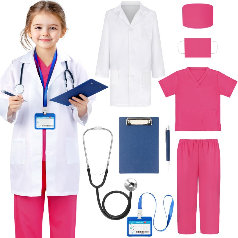Joycover Doctor Costume for Kids Kids Scrubs Halloween Costumes For Girls Boys Doctor Dress up Play Kit - Image 3