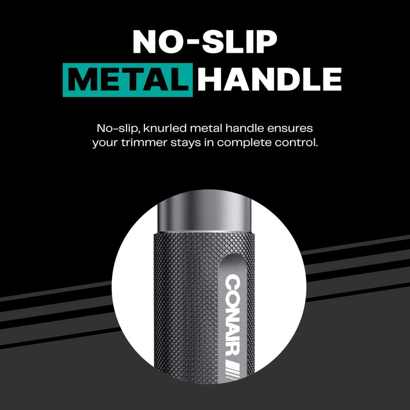 Conair Men Ear, Nose and Eyebrow Trimmer, Patented 360Â° Bevel Blade for No Pulls, Nicks or Cuts Guaranteed, Nose Hair Trimmer for Men, Non-Slip Grip, 5-Piece Kit with Travel Case - Image 4