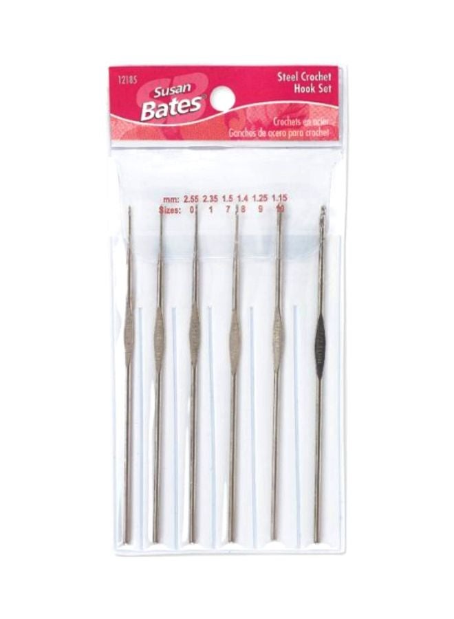 NIBEMINENT 6-Piece Crochet Hook Set Silver