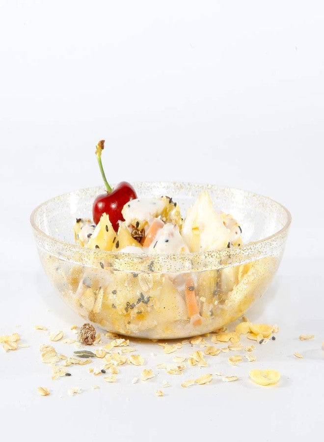 bUCLA 50Pack Gold Glitter Plastic Bowls - 10oz Disposable Crystal Salsa/Dessert Bowls for Wedding & Party - Image 3
