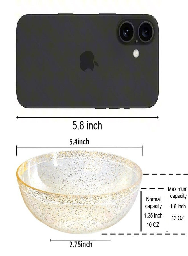 bUCLA 50Pack Gold Glitter Plastic Bowls - 10oz Disposable Crystal Salsa/Dessert Bowls for Wedding & Party - Image 2