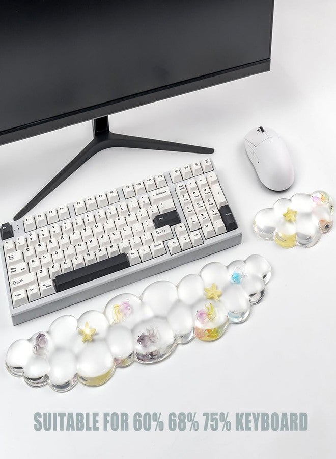 Sumgsn Gel Keyboard and Mouse Wrist Rest Set - Cute Clear Cloud Wrist Rest for Computer Keyboard 60%/68%/75%, Comfort & Support for Typing and Gaming - Image 3