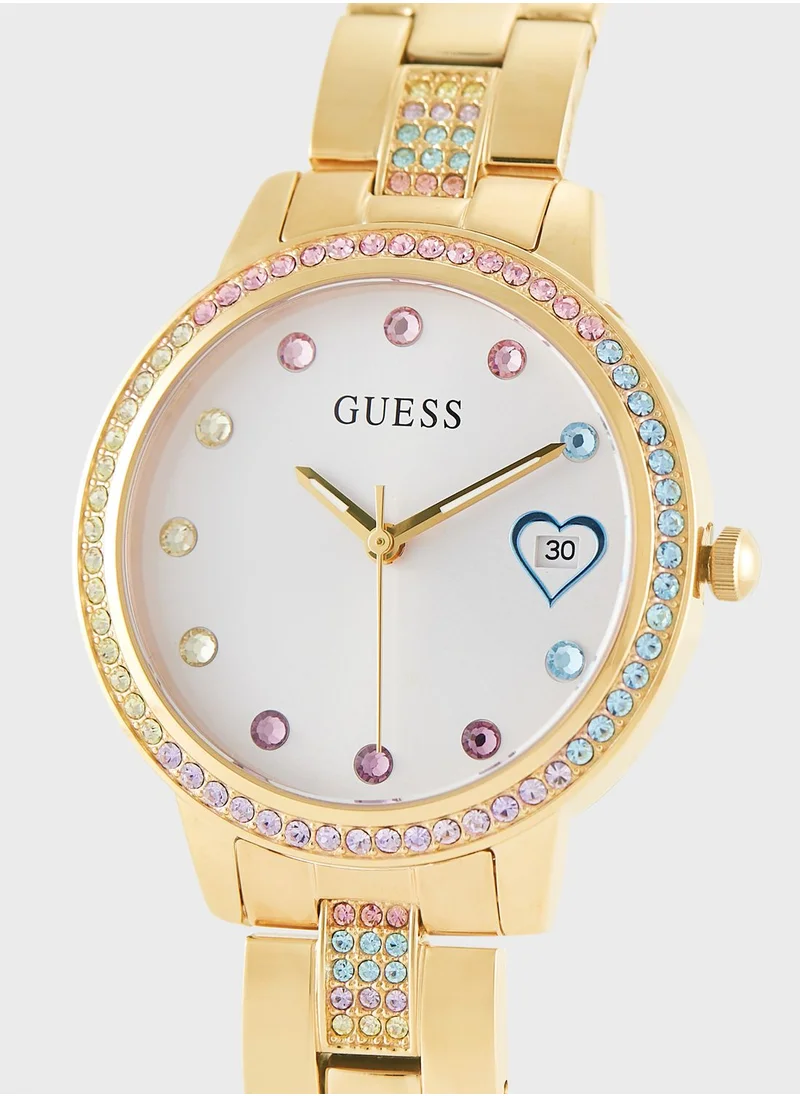 GUESS Three Of Hearts Steel Strap Analog Watch