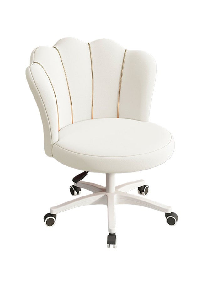 كرسي مكتب منزلي يدور 360 درجة، كرسي مهام دوار للكمبيوتر قابل للتعديل، مقعد عثماني للمكياج مع بكرات، كرسي غرفة نوم الفتيات، كرسي مريح، كرسي مريح حديث كبير الحجم مستدير، مريح في منتصف الظهر، منجد لغرفة النوم، غرفة المعيشة، ارتفاع قابل للتعديل، كرسي مكياج مناسب للفتيات والأطفال باللون الأبيض - Image 1