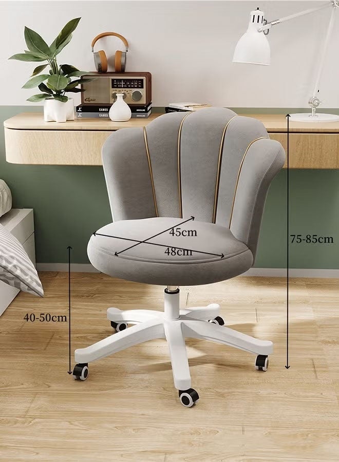 كرسي مكتب منزلي يدور 360 درجة، كرسي مهام دوار للكمبيوتر قابل للتعديل، مقعد عثماني للمكياج مع بكرات، كرسي غرفة نوم الفتيات، كرسي مريح، كرسي مريح حديث كبير الحجم مستدير، مريح في منتصف الظهر، منجد لغرفة النوم، غرفة المعيشة، ارتفاع قابل للتعديل، كرسي مكياج مناسب للفتيات والأطفال باللون الأبيض - Image 2