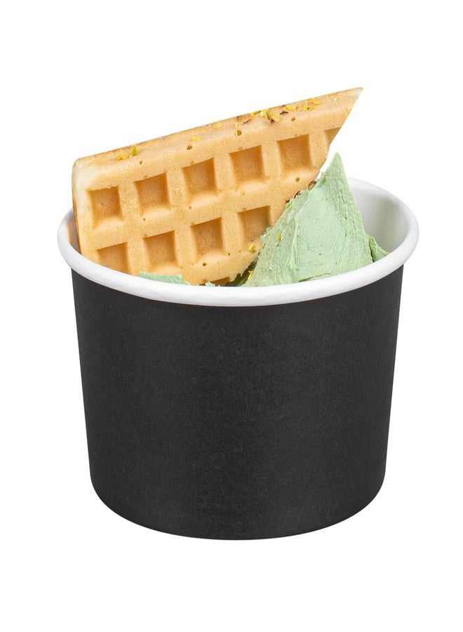 Restaurantware أكواب حلوى سعة 8 أونصات، 200 كوب آيس كريم قابل للتصرف - الأغطية تباع بشكل منفصل، أكواب زبادي مثلج من الورق الأسود، مناسبة للأطعمة الساخنة والباردة، مثالية للجيلاتو أو الموس - لمطاعم - Image 2