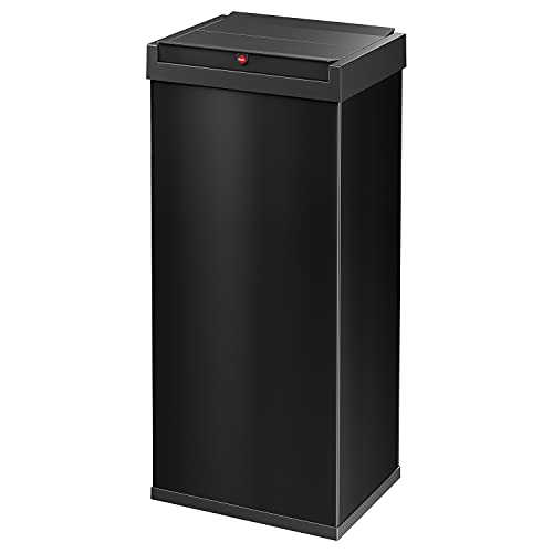 Hailo Big-Box Swing XL Steel Kitchen Trash Can, 52L (13.7 Gallon), Black – Slim Rectangular Garbage Bin with Self-Closing Swing Lid, Corrosion-Resistant, Bag-Clamping Frame - Image 1