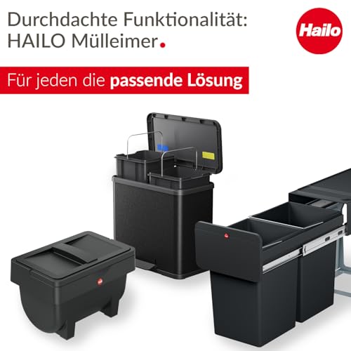 Hailo Big-Box Swing XL Steel Kitchen Trash Can, 52L (13.7 Gallon), Black – Slim Rectangular Garbage Bin with Self-Closing Swing Lid, Corrosion-Resistant, Bag-Clamping Frame - Image 5