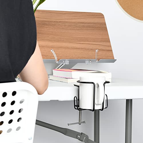 LEKUSHA Large Desk Cup Holder, Clip On Table Cup Holder, Anti-Spill Drink Holder for Lawn Chair, Horizontal or Vertical Mount, Pack of 1, Black - Image 3