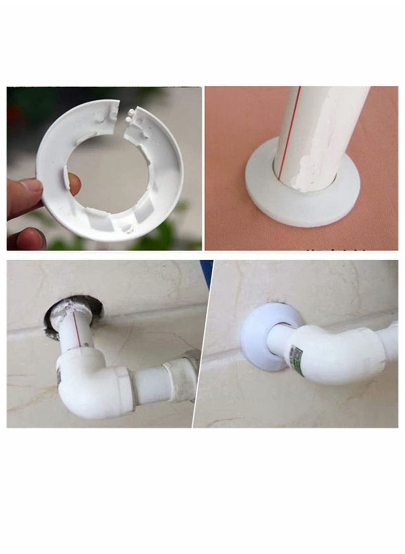 Y&D Radiator Pipe Cover, 10Pcs Strong White Plastic Collars Sleeve Decoration Hole Collar Clips Rings for 12 mm Diameter Water Heating Tidy Pipework (White)  - Image 5