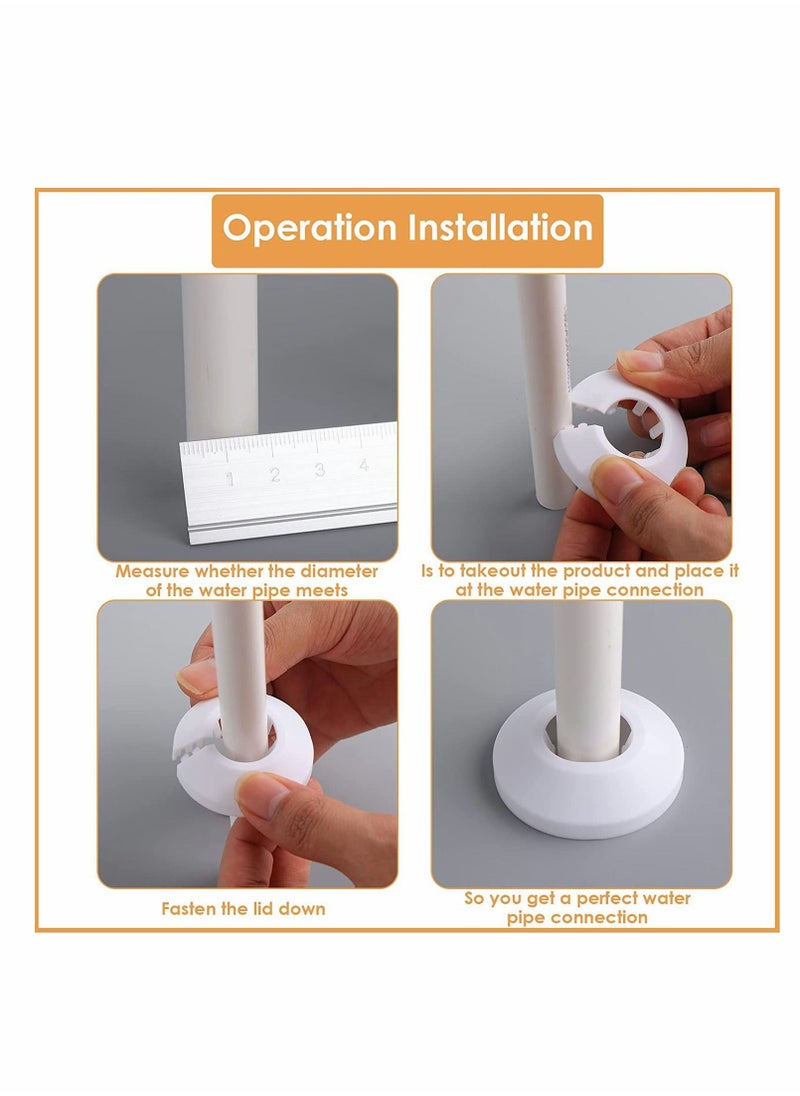 Y&D Radiator Pipe Cover, 10Pcs Strong White Plastic Collars Sleeve Decoration Hole Collar Clips Rings for 12 mm Diameter Water Heating Tidy Pipework (White)  - Image 4
