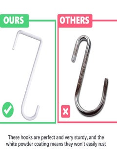 JOYSEUS JOYSEUS 24pcs Vinyl Fence Hooks, 2 x 6 Inches Patio Hooks, White Powder Coated Steel Fence Hooks Hangers for Hanging Plants, Lights, Pool Equipment  - Image 1