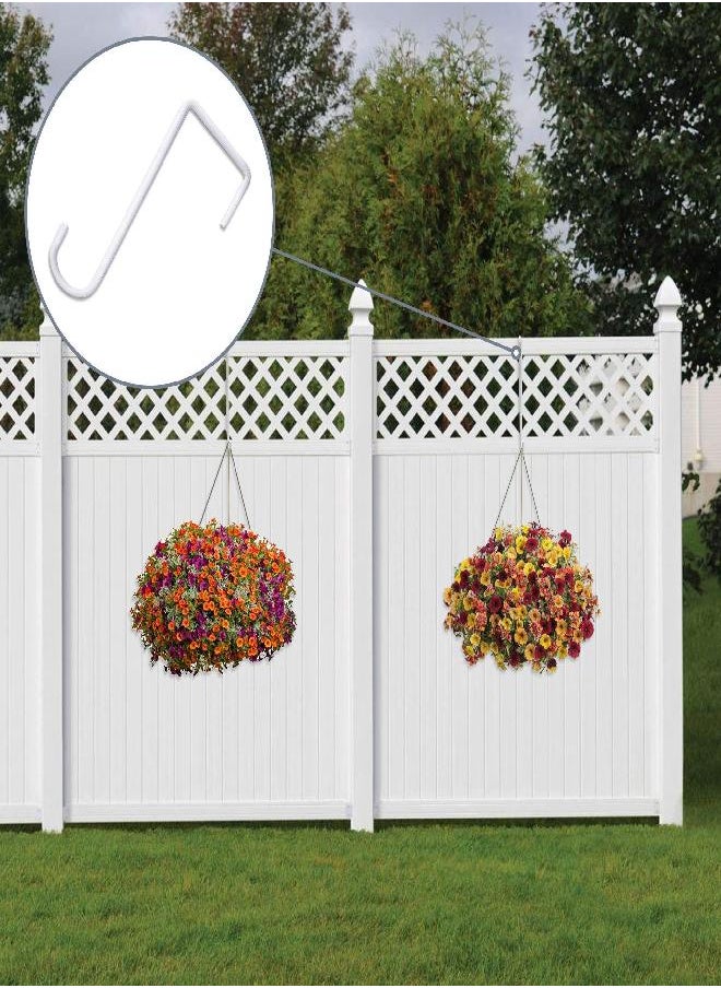 JOYSEUS JOYSEUS 24pcs Vinyl Fence Hooks, 2 x 6 Inches Patio Hooks, White Powder Coated Steel Fence Hooks Hangers for Hanging Plants, Lights, Pool Equipment  - Image 2