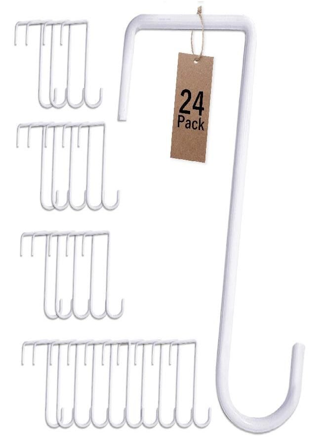 JOYSEUS JOYSEUS 24pcs Vinyl Fence Hooks, 2 x 6 Inches Patio Hooks, White Powder Coated Steel Fence Hooks Hangers for Hanging Plants, Lights, Pool Equipment  - Image 3