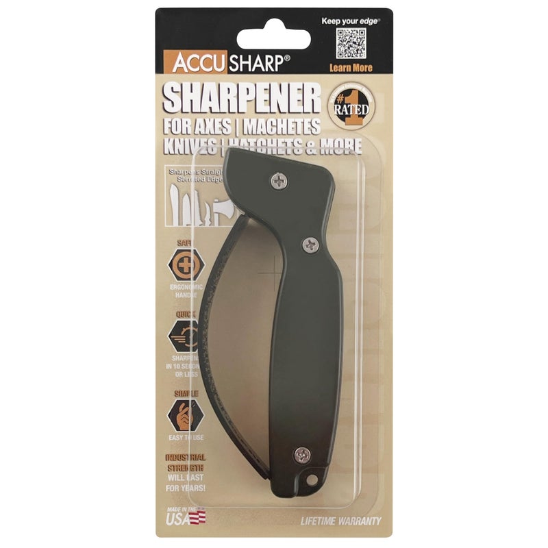 AccuSharp Knife Sharpener, Ergonomic Comfortable Handle, Compact u0026 Easy to Use, Restore and Hone Straight u0026 Serrated Knives, OD Green - Image 2
