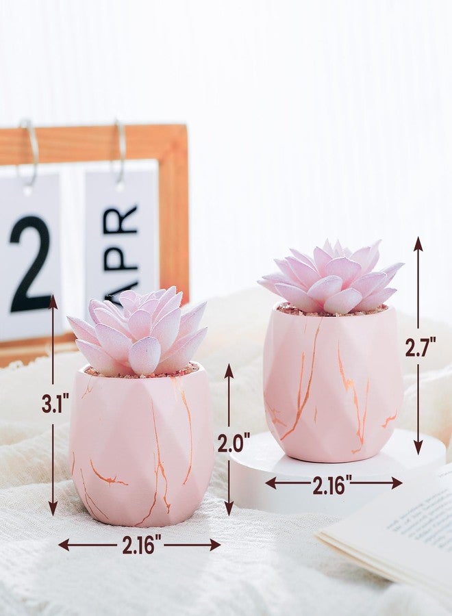 ZENIDA Artificial Succulent Plants in 2 Pink Ceramic Pots, Cute Fake Plants for Vanity Decor,Office, Desk, Bathroom, Kitchen,Bedroom, Shelves Decor for Women,Girls Gift - Image 5