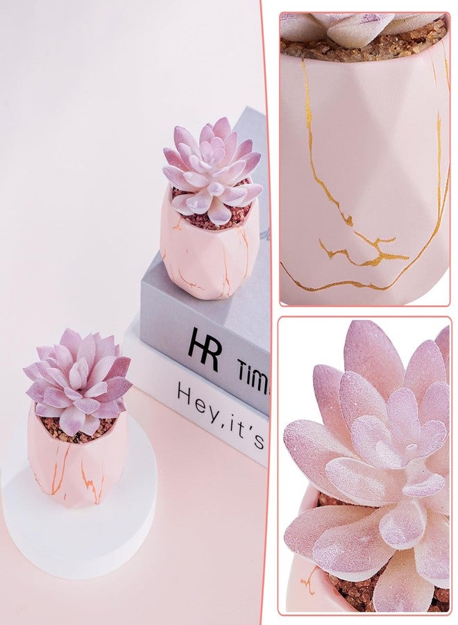 ZENIDA Artificial Succulent Plants in 2 Pink Ceramic Pots, Cute Fake Plants for Vanity Decor,Office, Desk, Bathroom, Kitchen,Bedroom, Shelves Decor for Women,Girls Gift - Image 4