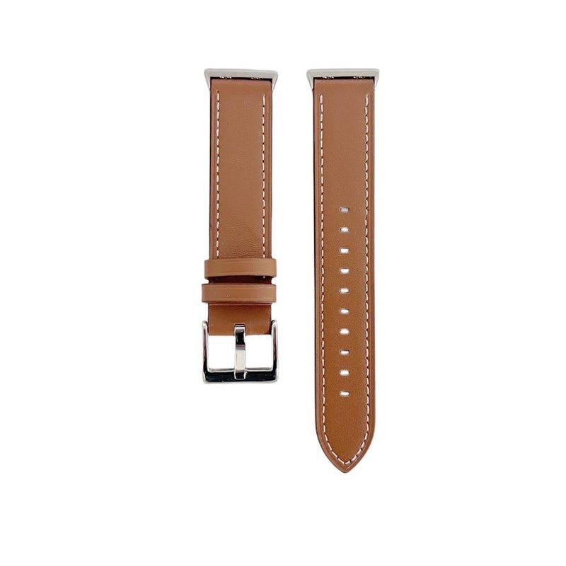 Adjustable Leather Classic Strap Smartwatch Band Compatible with Samsung Galaxy Watch with Fit Replacement Strap in White for Daily Wear - Image 2