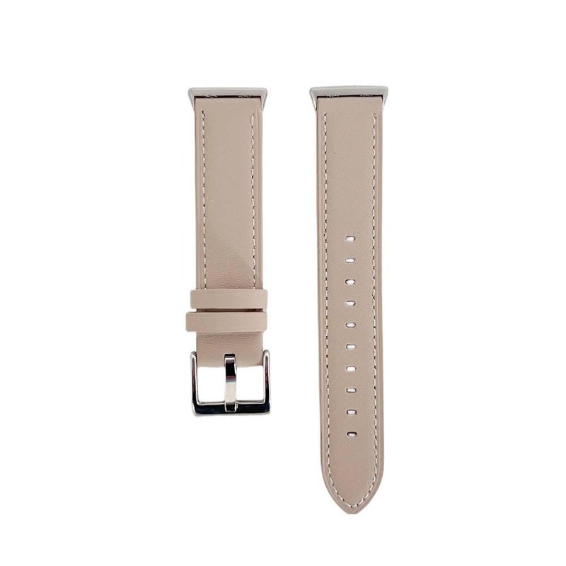 Adjustable Leather Classic Strap Smartwatch Band Compatible with Samsung Galaxy Watch with Fit Replacement Strap in White for Daily Wear - Image 3