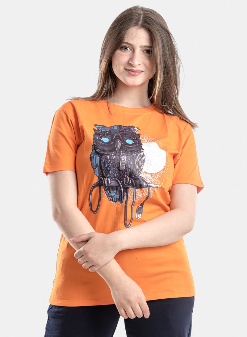 OWL T-shirt 'mysterious Owl' Orange - Image 1