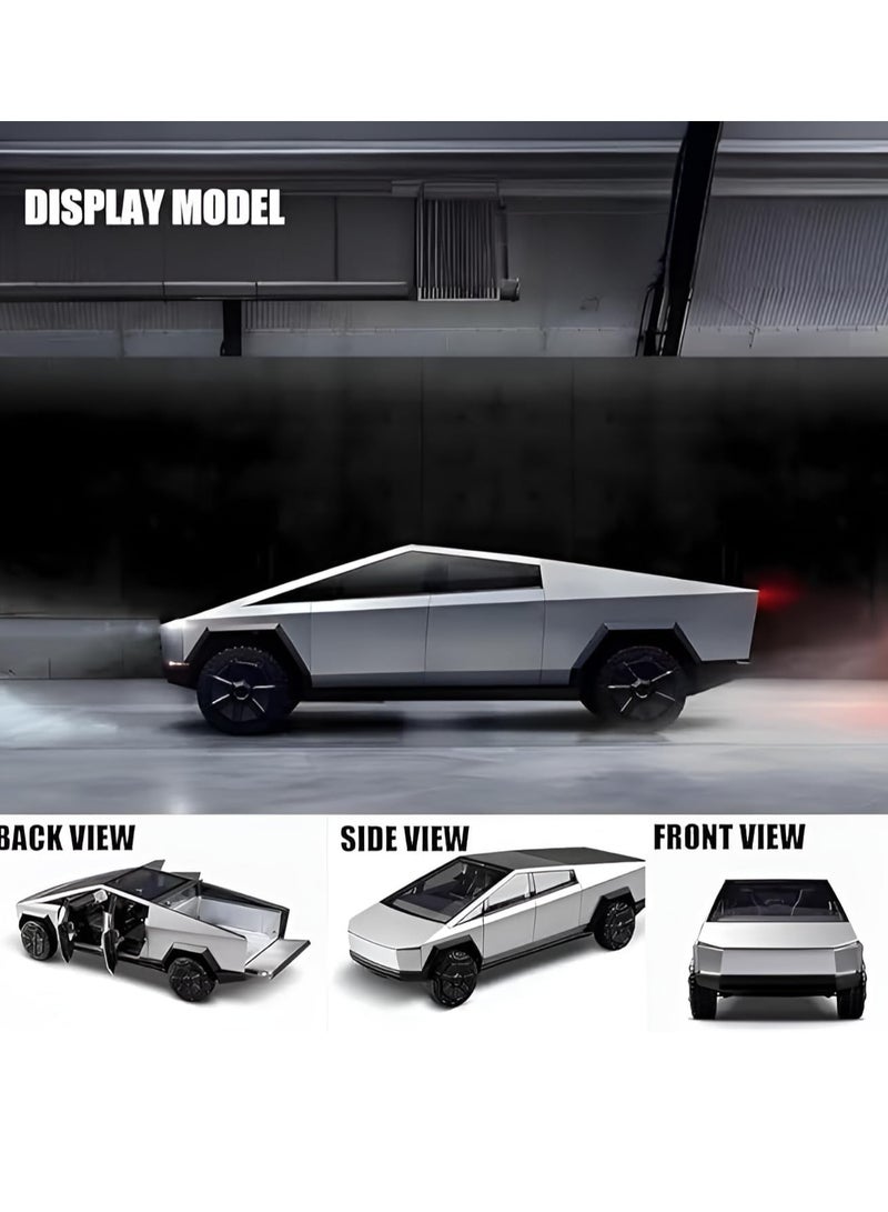 داي كاست سياره رياضية فارهه (شاحنة تيسلا سايبر تانك -فضي- مقاس 1:24) - Image 2