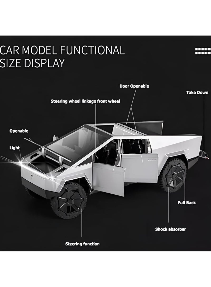 داي كاست سياره رياضية فارهه (شاحنة تيسلا سايبر تانك -فضي- مقاس 1:24) - Image 3