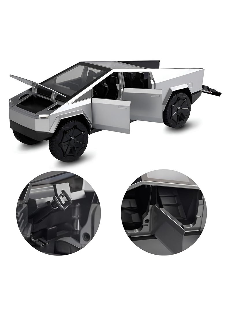 داي كاست سياره رياضية فارهه (شاحنة تيسلا سايبر تانك -فضي- مقاس 1:24) - Image 5