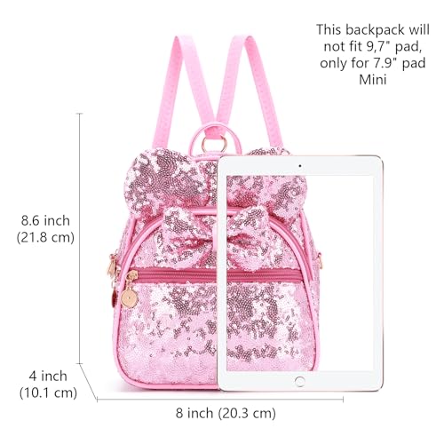 KL928 Girls Bowknot Polka Dot Cute Mini Backpack Small Daypacks Convertible Shoulder Bag Purse for Women (Pink) - Image 2
