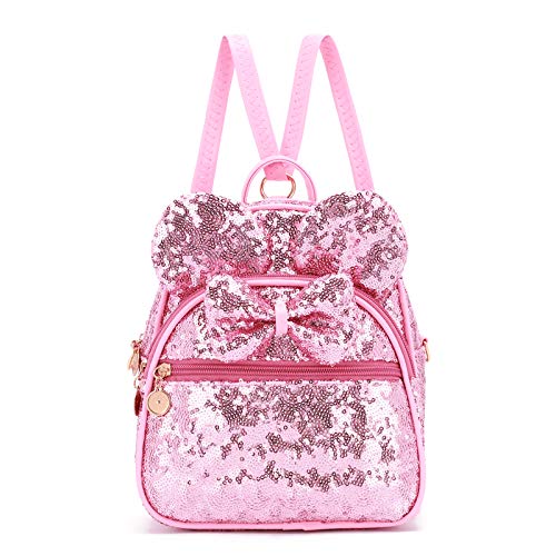 KL928 Girls Bowknot Polka Dot Cute Mini Backpack Small Daypacks Convertible Shoulder Bag Purse for Women (Pink) - Image 1