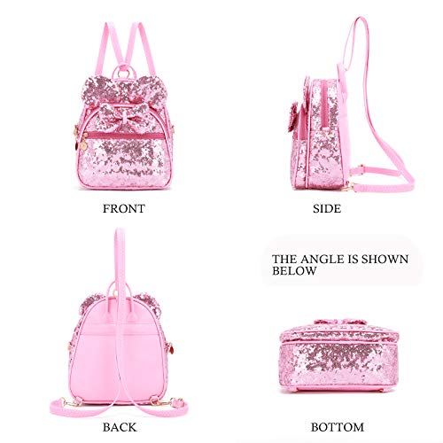KL928 Girls Bowknot Polka Dot Cute Mini Backpack Small Daypacks Convertible Shoulder Bag Purse for Women (Pink) - Image 5
