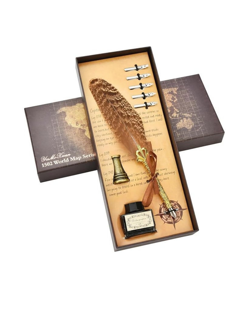 Generic Quill Pen & Ink Set – Vintage Calligraphy Writing Kit with Feather Dip Pen, Ink Bottle & Nibs, Perfect for Lettering, Journaling & Gifts  - Image 1